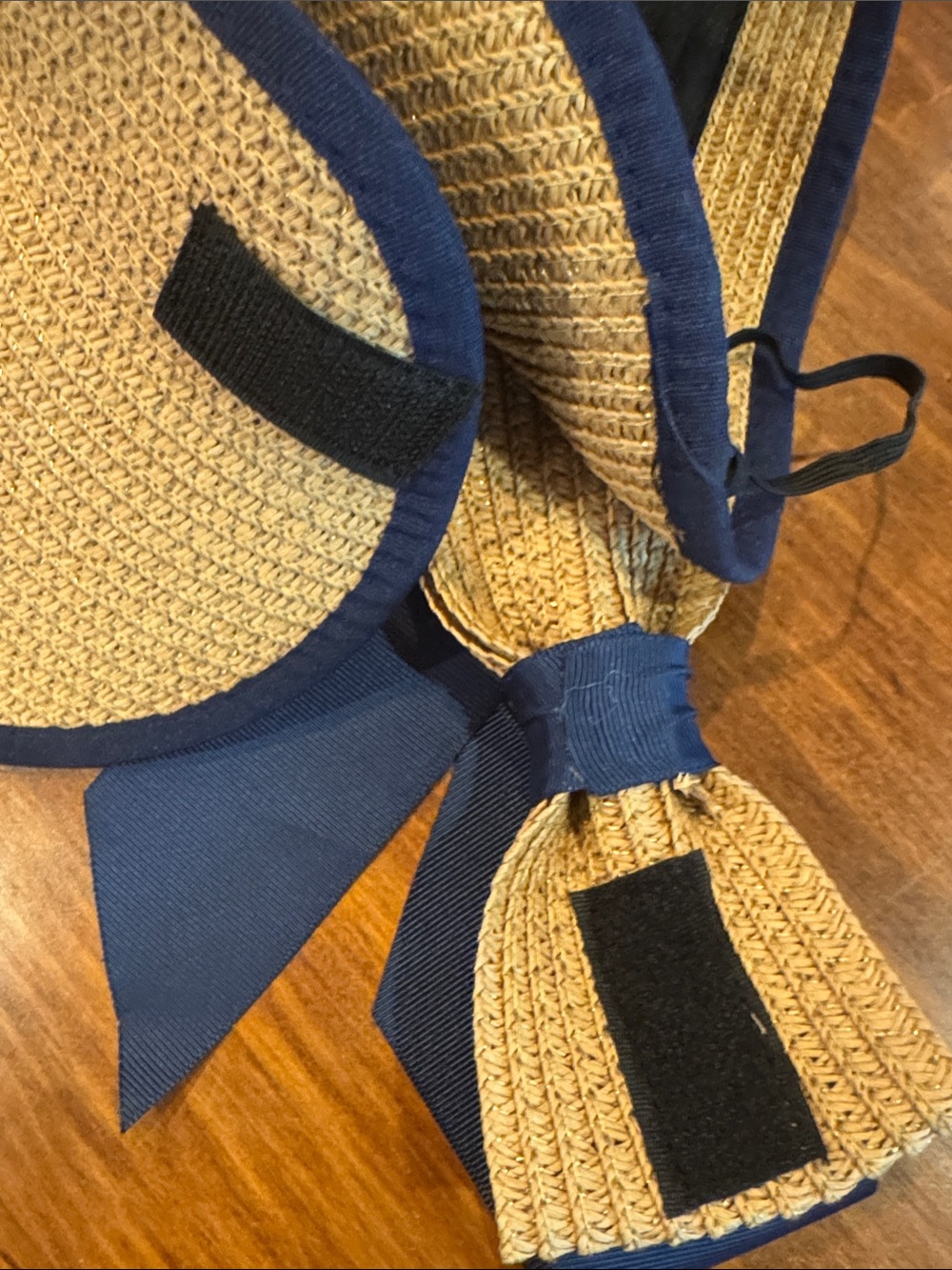 NWT Mud Pie Carlyle Packable Sun Visor Straw Hat Navy Anchor Travel Roll Up NEW - Picture 12 of 13